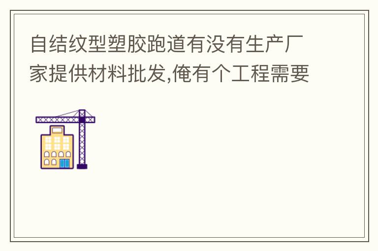 自結(jié)紋型塑膠跑道有沒(méi)有生產(chǎn)廠家提供材料批發(fā),俺有個(gè)工程需要施工方案,施工方法,有沒(méi)有施工工藝提供？