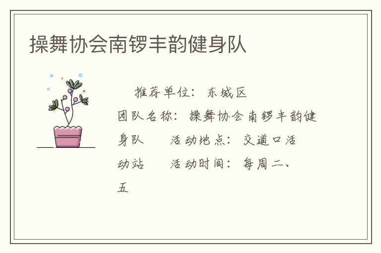 操舞協(xié)會南鑼豐韻健身隊