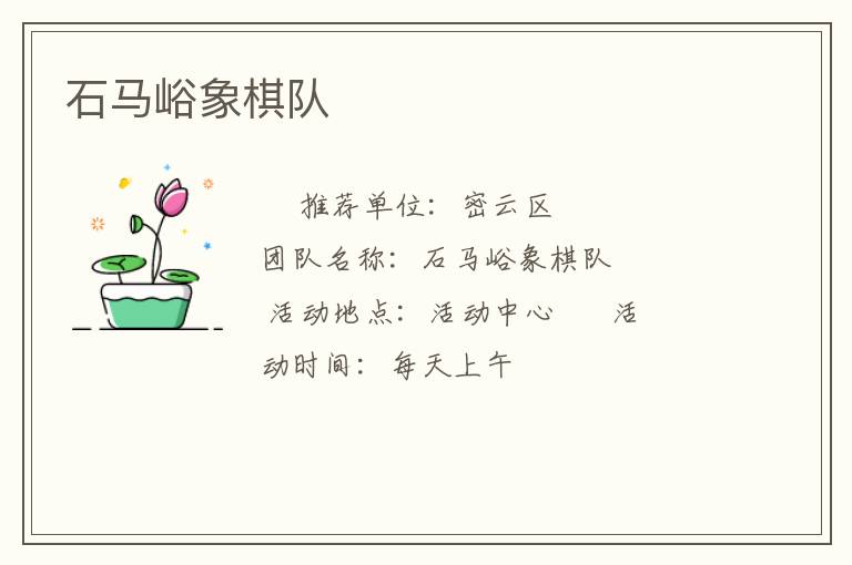 石馬峪象棋隊(duì) 石馬峪象棋隊(duì)