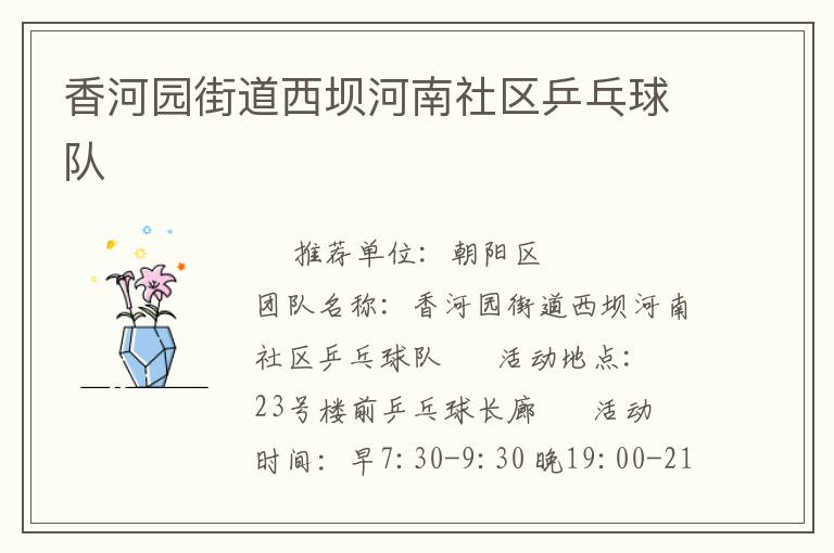 香河園街道西壩河南社區(qū)乒乓球隊 香河園街道西壩河南社區(qū)乒乓球隊