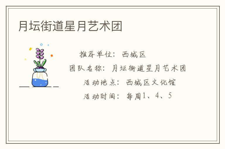 月壇街道星月藝術(shù)團 月壇街道星月藝術(shù)團