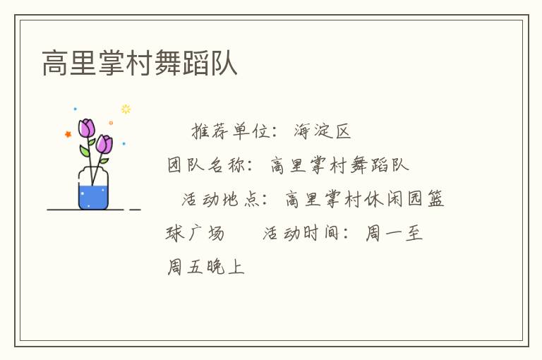 高里掌村舞蹈隊(duì) 高里掌村舞蹈隊(duì)