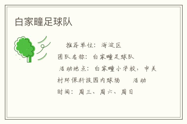 白家疃足球隊 白家疃足球隊