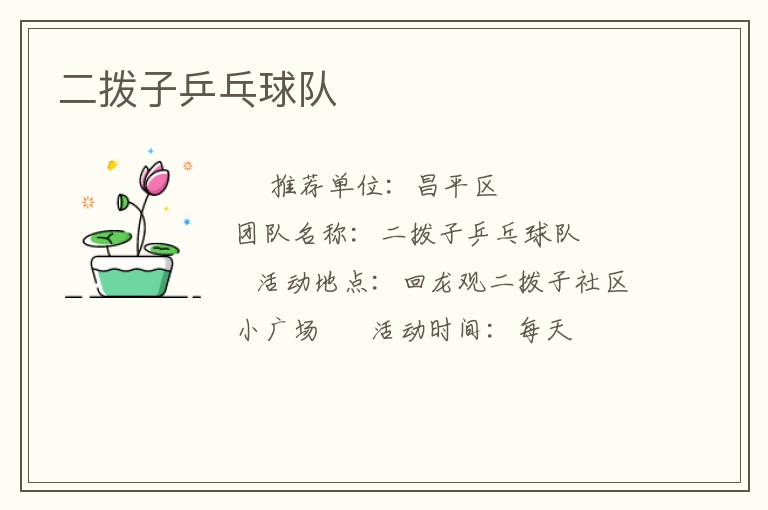 二撥子乒乓球隊(duì) 二撥子乒乓球隊(duì)