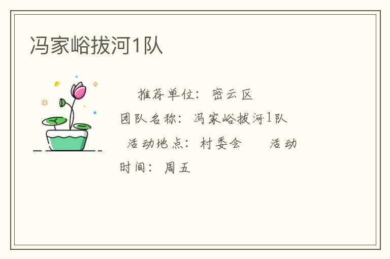 馮家峪拔河1隊(duì) 馮家峪拔河1隊(duì)