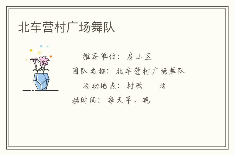 北車營村廣場舞隊 北車營村廣場舞隊