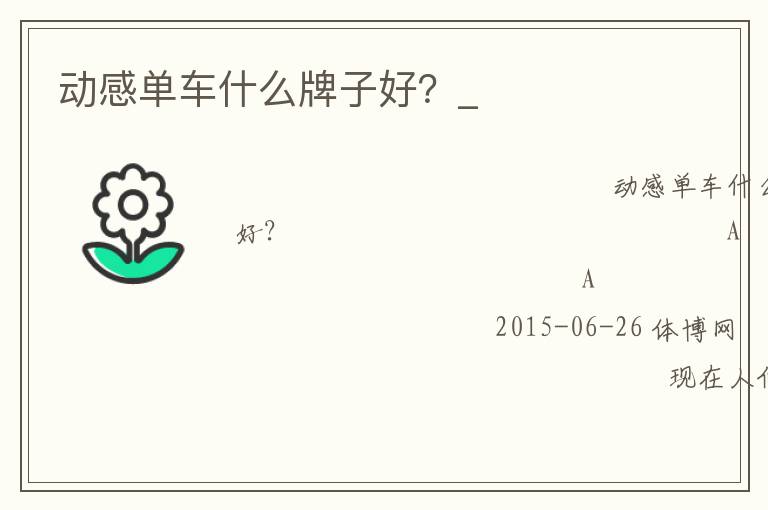 動感單車什么牌子好？_