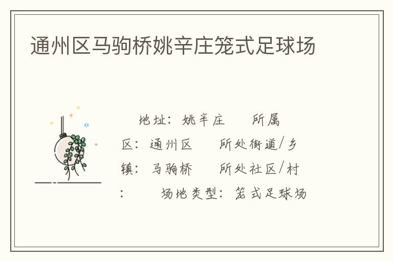 通州區(qū)馬駒橋姚辛莊籠式足球場 通州區(qū)馬駒橋姚辛莊籠式足球場