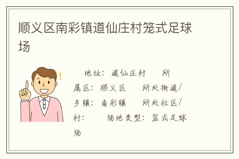 順義區(qū)南彩鎮(zhèn)道仙莊村籠式足球場 順義區(qū)南彩鎮(zhèn)道仙莊村籠式足球場