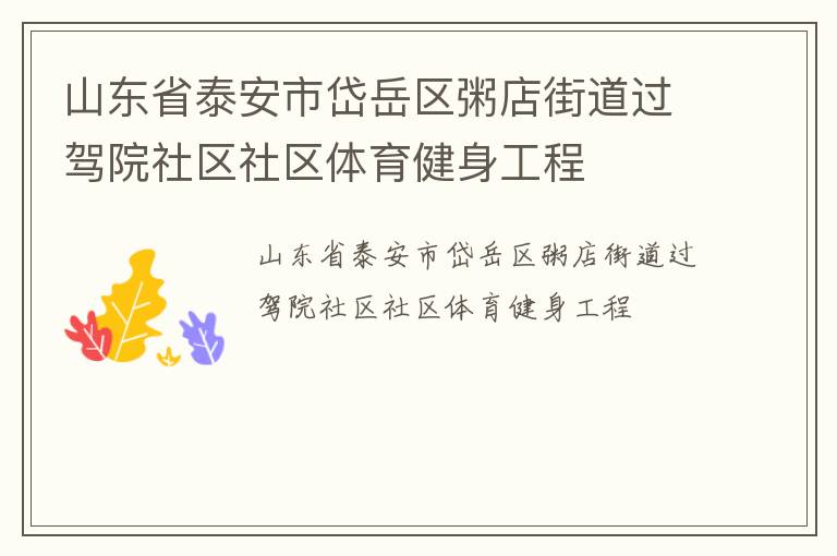 山東省泰安市岱岳區(qū)粥店街道過駕院社區(qū)社區(qū)體育健身工程 山東省泰安市岱岳區(qū)粥店街道過駕院社區(qū)社區(qū)體育健身工程