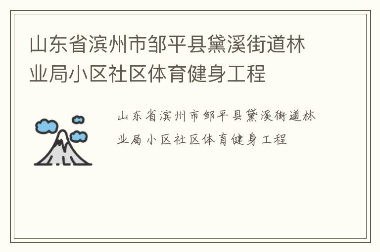山東省濱州市鄒平縣黛溪街道林業(yè)局小區(qū)社區(qū)體育健身工程 山東省濱州市鄒平縣黛溪街道林業(yè)局小區(qū)社區(qū)體育健身工程