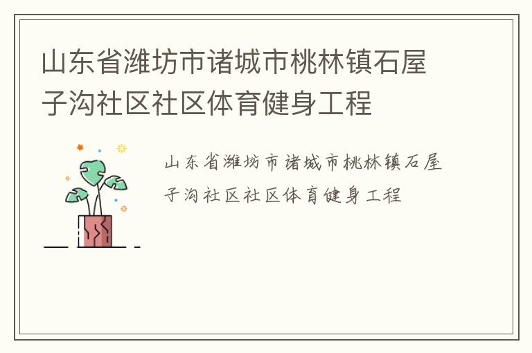 山東省濰坊市諸城市桃林鎮(zhèn)石屋子溝社區(qū)社區(qū)體育健身工程 山東省濰坊市諸城市桃林鎮(zhèn)石屋子溝社區(qū)社區(qū)體育健身工程