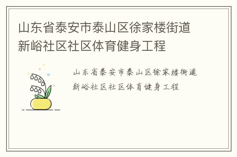 山東省泰安市泰山區(qū)徐家樓街道新峪社區(qū)社區(qū)體育健身工程 山東省泰安市泰山區(qū)徐家樓街道新峪社區(qū)社區(qū)體育健身工程