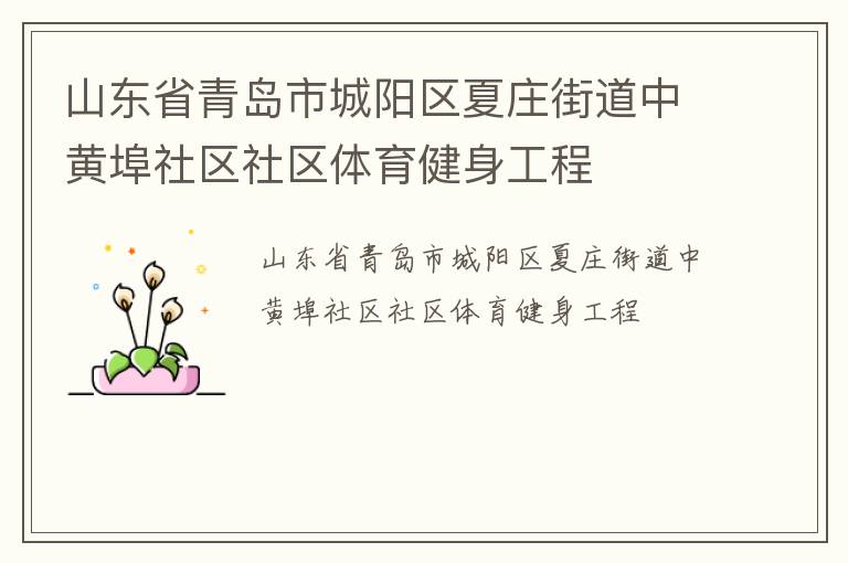 山東省青島市城陽區(qū)夏莊街道中黃埠社區(qū)社區(qū)體育健身工程 山東省青島市城陽區(qū)夏莊街道中黃埠社區(qū)社區(qū)體育健身工程