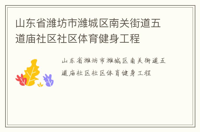 山東省濰坊市濰城區(qū)南關(guān)街道五道廟社區(qū)社區(qū)體育健身工程 山東省濰坊市濰城區(qū)南關(guān)街道五道廟社區(qū)社區(qū)體育健身工程