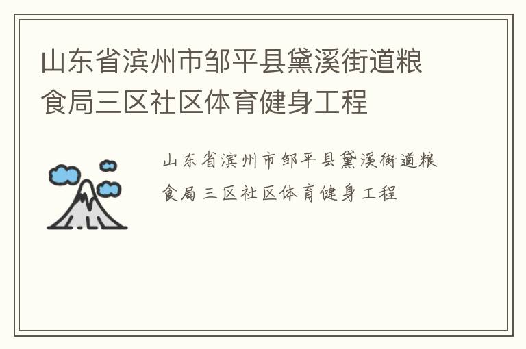 山東省濱州市鄒平縣黛溪街道糧食局三區(qū)社區(qū)體育健身工程 山東省濱州市鄒平縣黛溪街道糧食局三區(qū)社區(qū)體育健身工程
