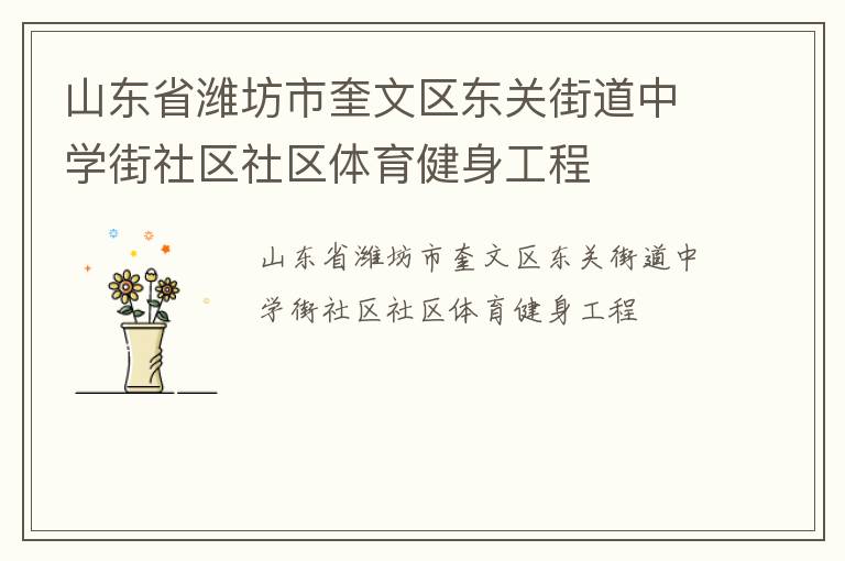 山東省濰坊市奎文區(qū)東關(guān)街道中學(xué)街社區(qū)社區(qū)體育健身工程 山東省濰坊市奎文區(qū)東關(guān)街道中學(xué)街社區(qū)社區(qū)體育健身工程