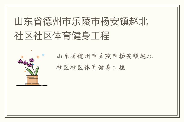 山東省德州市樂陵市楊安鎮(zhèn)趙北社區(qū)社區(qū)體育健身工程 山東省德州市樂陵市楊安鎮(zhèn)趙北社區(qū)社區(qū)體育健身工程