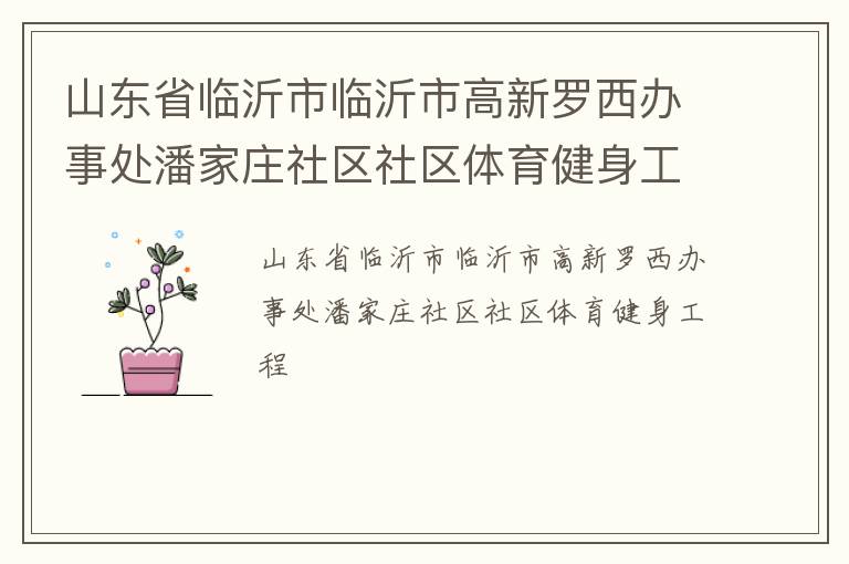山東省臨沂市臨沂市高新羅西辦事處潘家莊社區(qū)社區(qū)體育健身工程 山東省臨沂市臨沂市高新羅西辦事處潘家莊社區(qū)社區(qū)體育健身工程