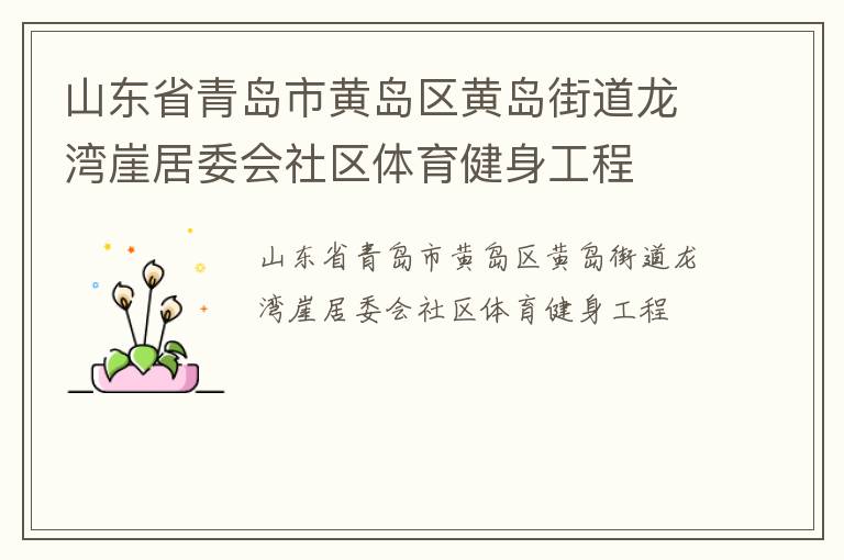 山東省青島市黃島區(qū)黃島街道龍灣崖居委會社區(qū)體育健身工程 山東省青島市黃島區(qū)黃島街道龍灣崖居委會社區(qū)體育健身工程