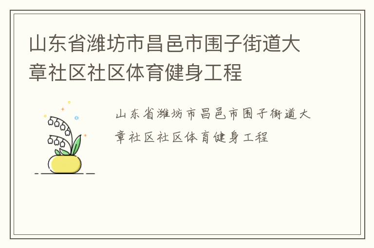 山東省濰坊市昌邑市圍子街道大章社區(qū)社區(qū)體育健身工程 山東省濰坊市昌邑市圍子街道大章社區(qū)社區(qū)體育健身工程
