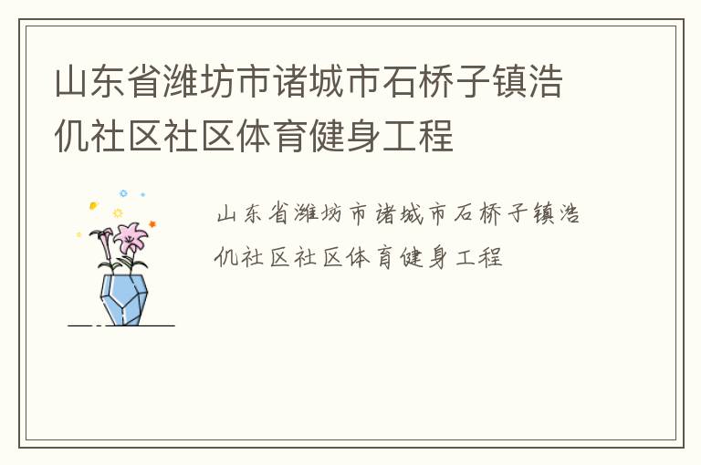 山東省濰坊市諸城市石橋子鎮(zhèn)浩仉社區(qū)社區(qū)體育健身工程 山東省濰坊市諸城市石橋子鎮(zhèn)浩仉社區(qū)社區(qū)體育健身工程