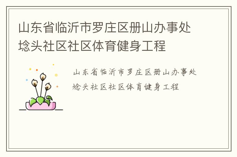 山東省臨沂市羅莊區(qū)冊山辦事處埝頭社區(qū)社區(qū)體育健身工程 山東省臨沂市羅莊區(qū)冊山辦事處埝頭社區(qū)社區(qū)體育健身工程