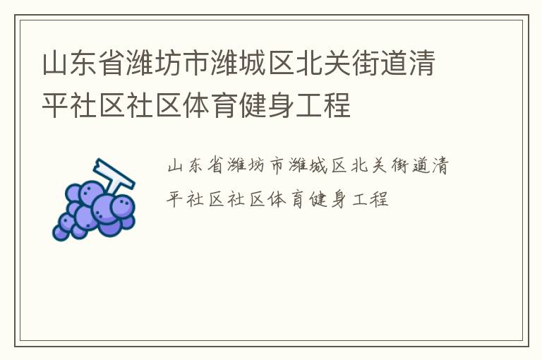 山東省濰坊市濰城區(qū)北關(guān)街道清平社區(qū)社區(qū)體育健身工程 山東省濰坊市濰城區(qū)北關(guān)街道清平社區(qū)社區(qū)體育健身工程