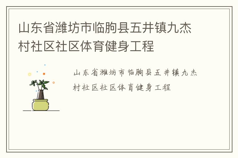 山東省濰坊市臨朐縣五井鎮(zhèn)九杰村社區(qū)社區(qū)體育健身工程 山東省濰坊市臨朐縣五井鎮(zhèn)九杰村社區(qū)社區(qū)體育健身工程