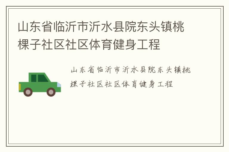 山東省臨沂市沂水縣院東頭鎮(zhèn)桃棵子社區(qū)社區(qū)體育健身工程 山東省臨沂市沂水縣院東頭鎮(zhèn)桃棵子社區(qū)社區(qū)體育健身工程