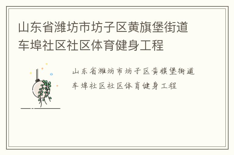 山東省濰坊市坊子區(qū)黃旗堡街道車埠社區(qū)社區(qū)體育健身工程 山東省濰坊市坊子區(qū)黃旗堡街道車埠社區(qū)社區(qū)體育健身工程