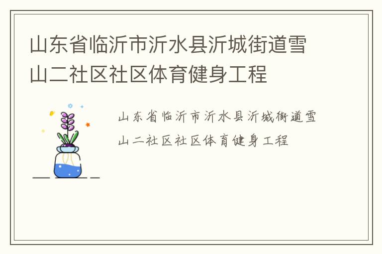 山東省臨沂市沂水縣沂城街道雪山二社區(qū)社區(qū)體育健身工程 山東省臨沂市沂水縣沂城街道雪山二社區(qū)社區(qū)體育健身工程