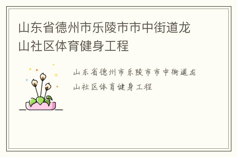 山東省德州市樂陵市市中街道龍山社區(qū)體育健身工程 山東省德州市樂陵市市中街道龍山社區(qū)體育健身工程