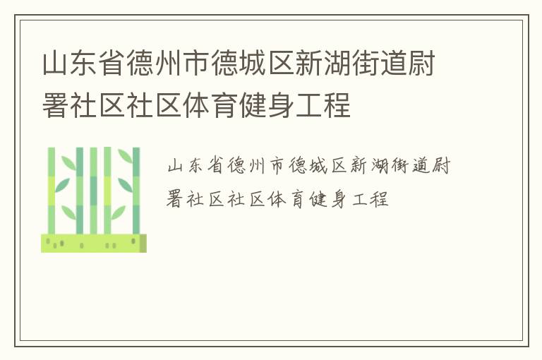 山東省德州市德城區(qū)新湖街道尉署社區(qū)社區(qū)體育健身工程 山東省德州市德城區(qū)新湖街道尉署社區(qū)社區(qū)體育健身工程