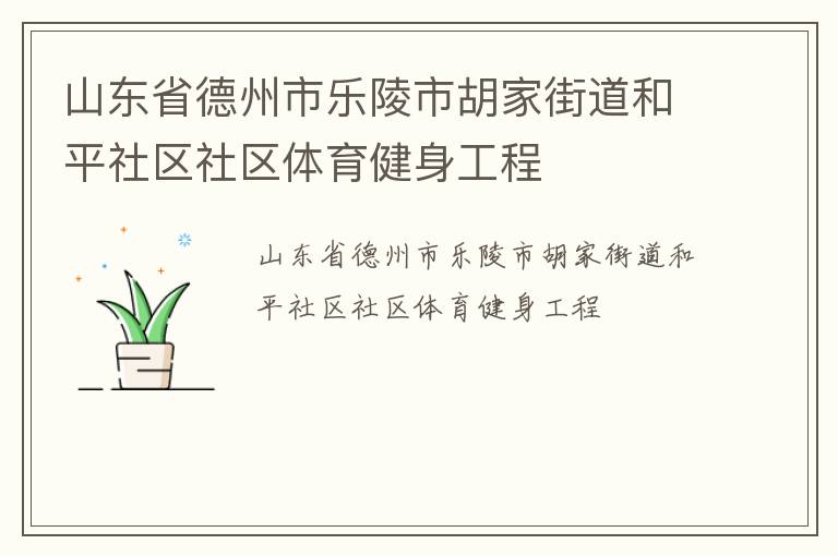 山東省德州市樂陵市胡家街道和平社區(qū)社區(qū)體育健身工程 山東省德州市樂陵市胡家街道和平社區(qū)社區(qū)體育健身工程