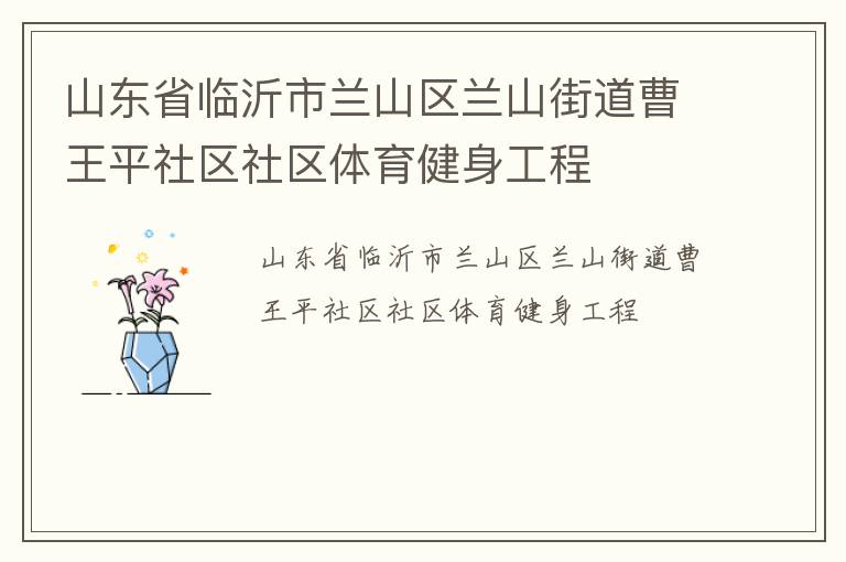 山東省臨沂市蘭山區(qū)蘭山街道曹王平社區(qū)社區(qū)體育健身工程 山東省臨沂市蘭山區(qū)蘭山街道曹王平社區(qū)社區(qū)體育健身工程
