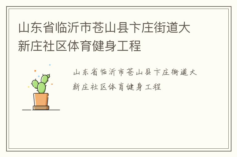 山東省臨沂市蒼山縣卞莊街道大新莊社區(qū)體育健身工程 山東省臨沂市蒼山縣卞莊街道大新莊社區(qū)體育健身工程