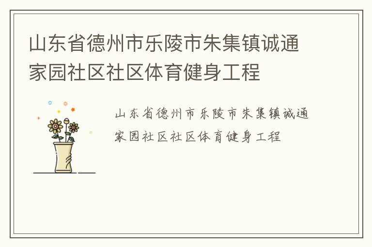 山東省德州市樂陵市朱集鎮(zhèn)誠通家園社區(qū)社區(qū)體育健身工程 山東省德州市樂陵市朱集鎮(zhèn)誠通家園社區(qū)社區(qū)體育健身工程