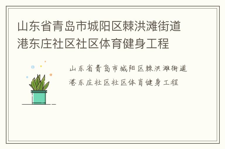 山東省青島市城陽區(qū)棘洪灘街道港東莊社區(qū)社區(qū)體育健身工程 山東省青島市城陽區(qū)棘洪灘街道港東莊社區(qū)社區(qū)體育健身工程