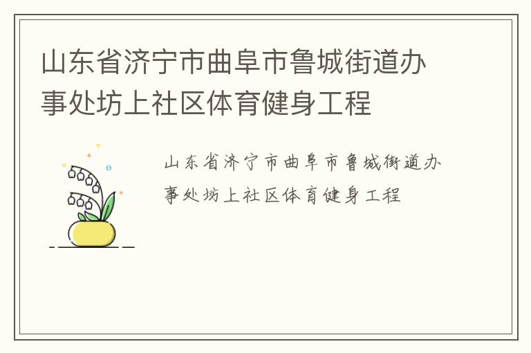 山東省濟寧市曲阜市魯城街道辦事處坊上社區(qū)體育健身工程 山東省濟寧市曲阜市魯城街道辦事處坊上社區(qū)體育健身工程
