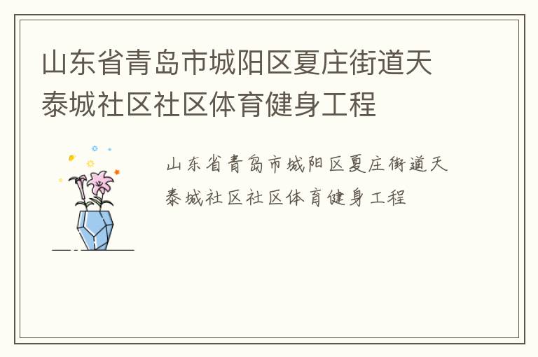 山東省青島市城陽區(qū)夏莊街道天泰城社區(qū)社區(qū)體育健身工程 山東省青島市城陽區(qū)夏莊街道天泰城社區(qū)社區(qū)體育健身工程