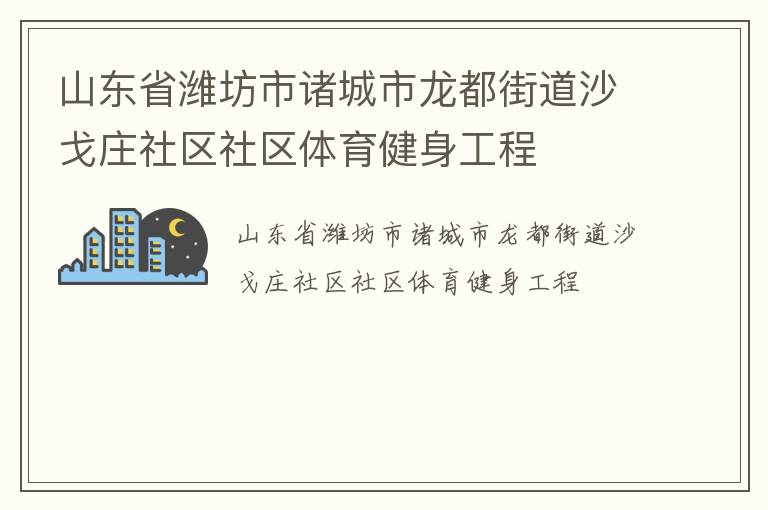 山東省濰坊市諸城市龍都街道沙戈莊社區(qū)社區(qū)體育健身工程 山東省濰坊市諸城市龍都街道沙戈莊社區(qū)社區(qū)體育健身工程