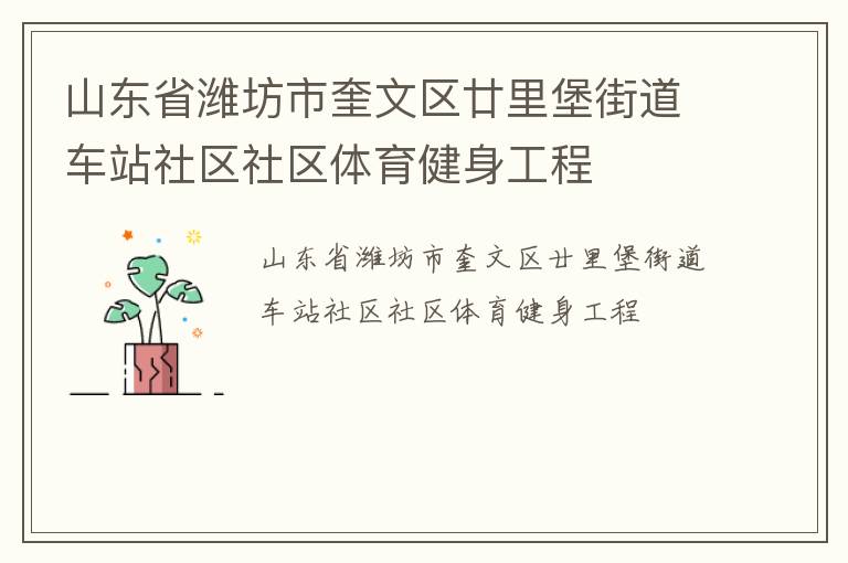 山東省濰坊市奎文區(qū)廿里堡街道車站社區(qū)社區(qū)體育健身工程 山東省濰坊市奎文區(qū)廿里堡街道車站社區(qū)社區(qū)體育健身工程