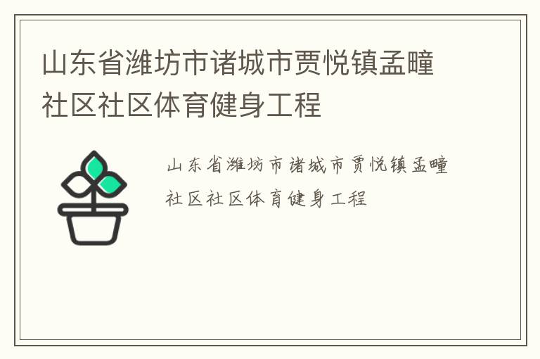 山東省濰坊市諸城市賈悅鎮(zhèn)孟疃社區(qū)社區(qū)體育健身工程 山東省濰坊市諸城市賈悅鎮(zhèn)孟疃社區(qū)社區(qū)體育健身工程