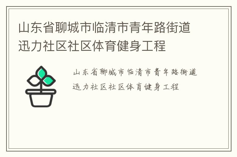 山東省聊城市臨清市青年路街道迅力社區(qū)社區(qū)體育健身工程 山東省聊城市臨清市青年路街道迅力社區(qū)社區(qū)體育健身工程