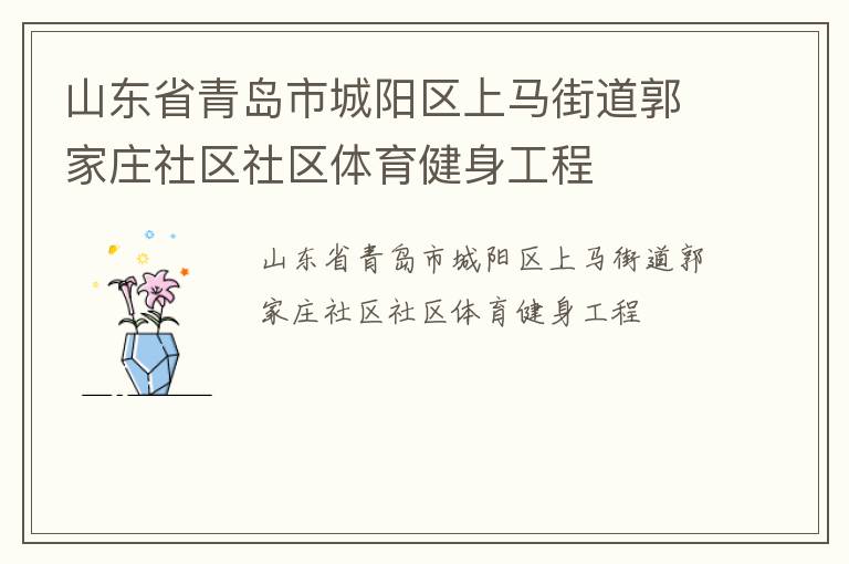 山東省青島市城陽區(qū)上馬街道郭家莊社區(qū)社區(qū)體育健身工程 山東省青島市城陽區(qū)上馬街道郭家莊社區(qū)社區(qū)體育健身工程