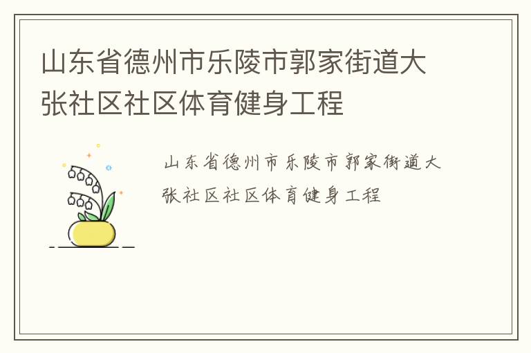 山東省德州市樂陵市郭家街道大張社區(qū)社區(qū)體育健身工程 山東省德州市樂陵市郭家街道大張社區(qū)社區(qū)體育健身工程