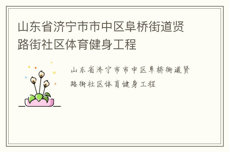 山東省濟(jì)寧市市中區(qū)阜橋街道賢路街社區(qū)體育健身工程 山東省濟(jì)寧市市中區(qū)阜橋街道賢路街社區(qū)體育健身工程