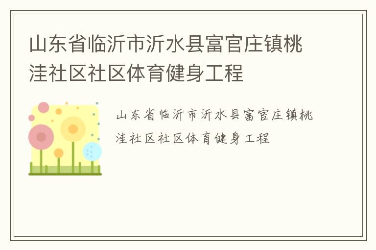 山東省臨沂市沂水縣富官莊鎮(zhèn)桃洼社區(qū)社區(qū)體育健身工程 山東省臨沂市沂水縣富官莊鎮(zhèn)桃洼社區(qū)社區(qū)體育健身工程