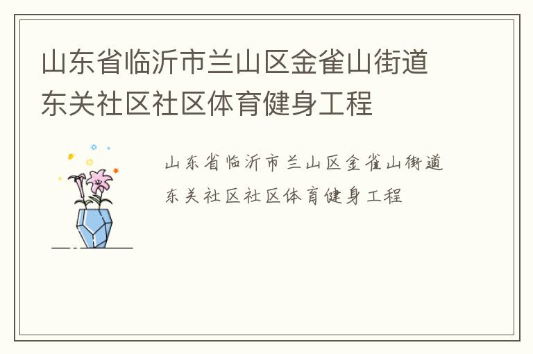 山東省臨沂市蘭山區(qū)金雀山街道東關社區(qū)社區(qū)體育健身工程